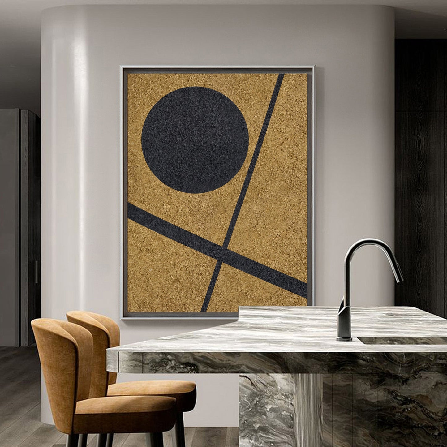 Black Gold Abstract Minimalist Painting #ABAV62