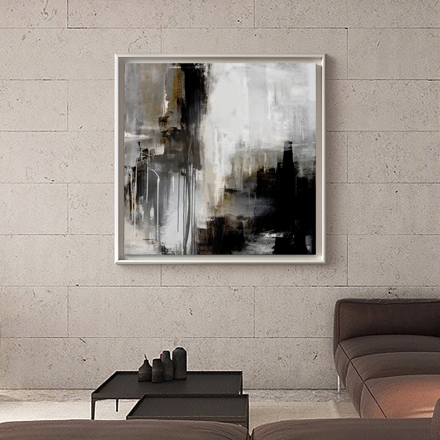 Black Grey Abstract Painting #ABAS28