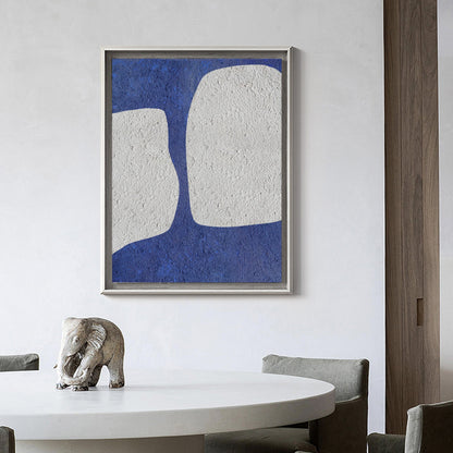 Large Blue And White Minimalist Painting #ABAV61