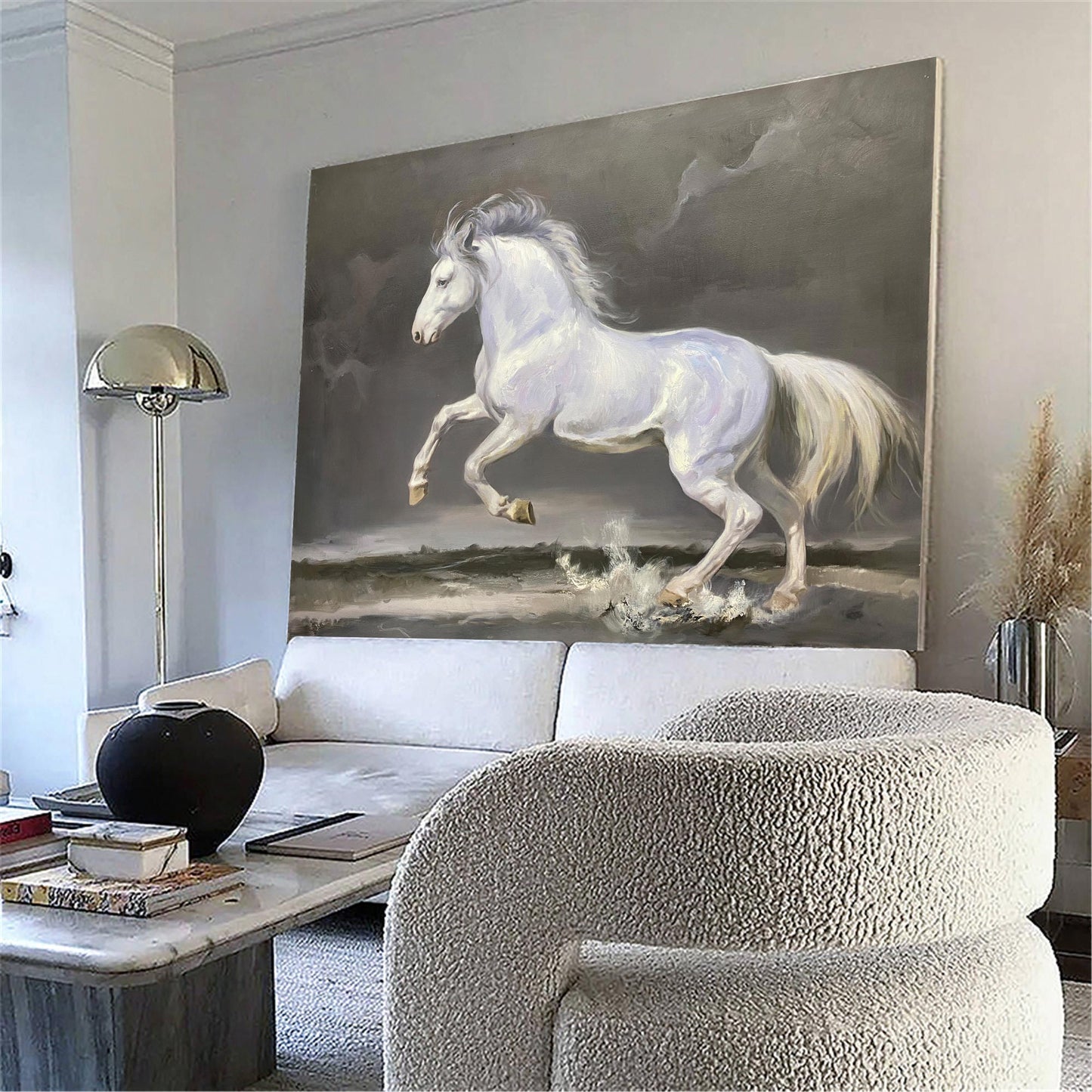 Running White Horse Painting #ANH33