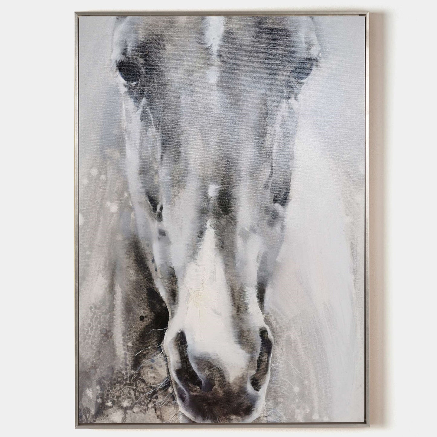 Grey White Abstract Horse Art #ANH27