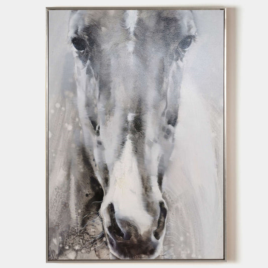 Grey White Abstract Horse Art #ANH27
