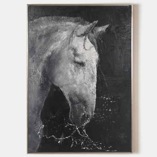 Black White Horse Abstract Painting #ANH05