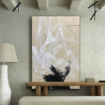 Black And Beige Abstract Painting #ABAV275