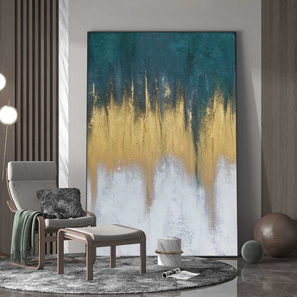 Abstract Blue And Gold Painting #ABAV157