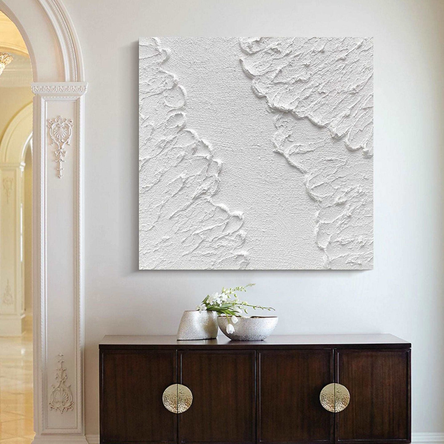 3D White Abstract Painting #ABAS49