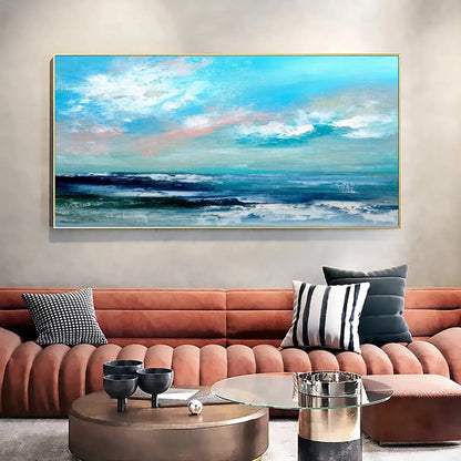 Abstract Skyline Seascape Blue Textured Wall Art