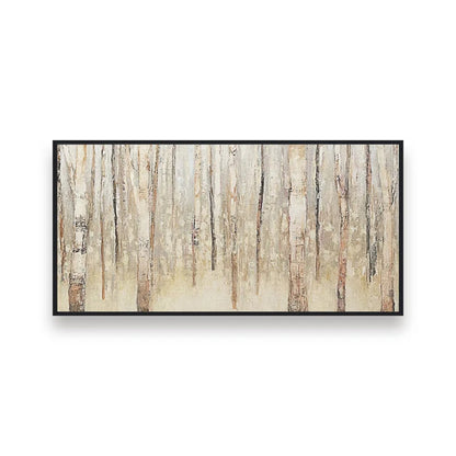 Abstract Birches in Winter Landscape Oil Painting