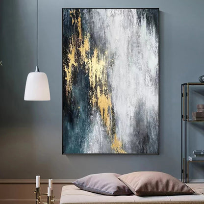 Abstract Seascape Arial View Gold Foil Textured Oil Painting