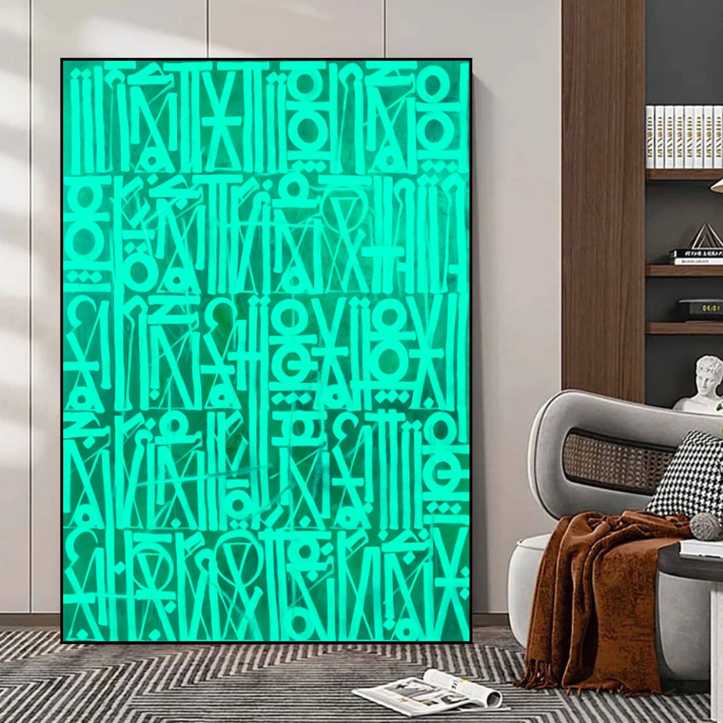 Acrylic Bright Green Calligraffiti Font Modern Painting