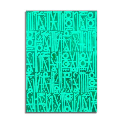 Acrylic Bright Green Calligraffiti Font Modern Painting