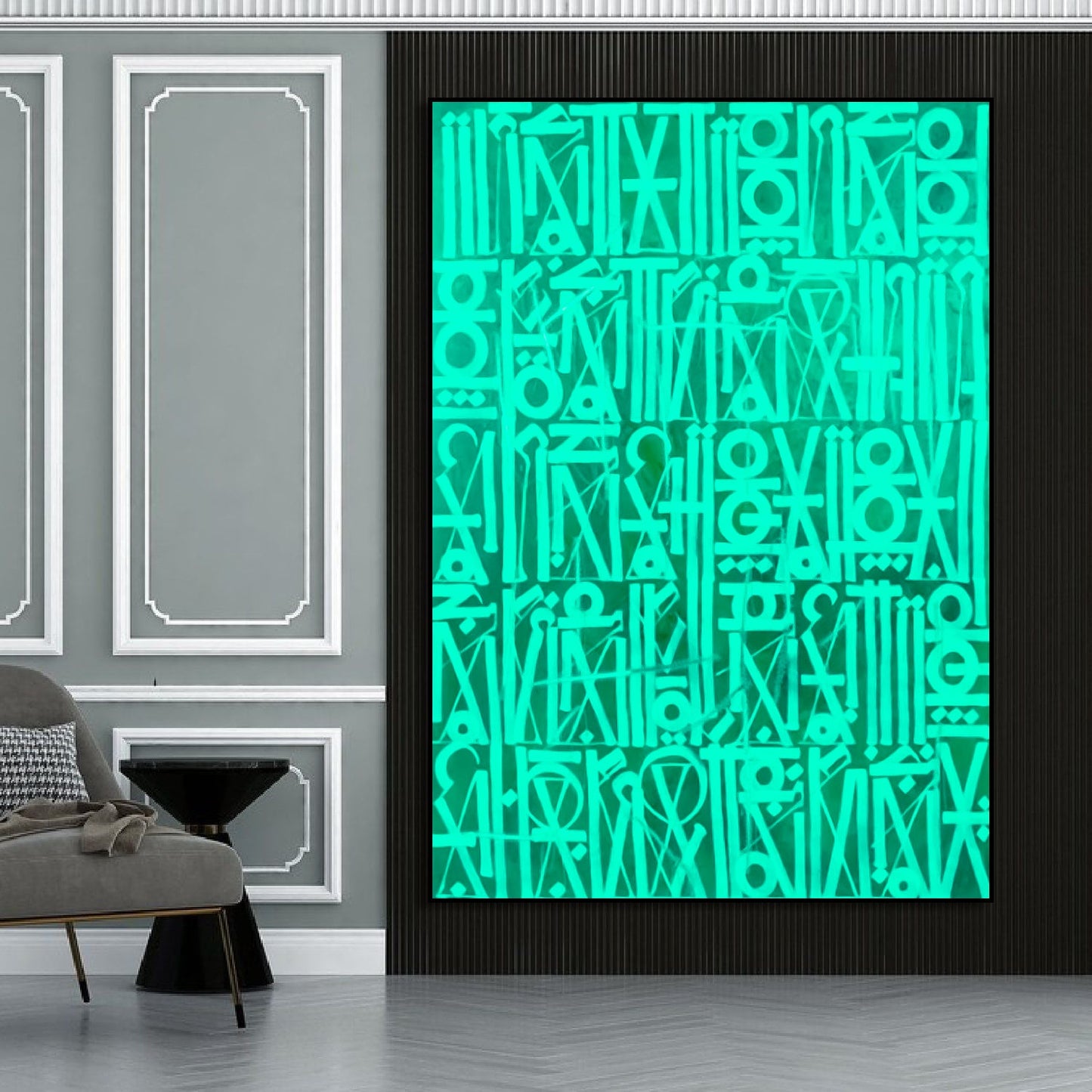 Acrylic Bright Green Calligraffiti Font Modern Painting