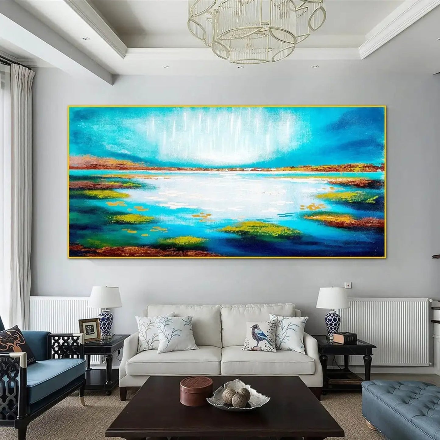 Peaceful Skyline Tropical Lake Acrylic Wall Art