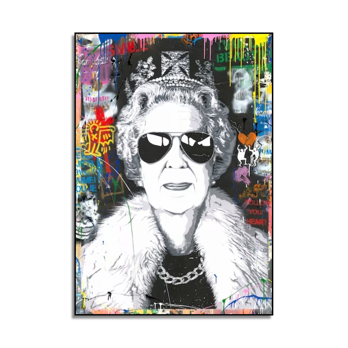 Banksy Style Queen Elizabeth Graffiti Wall Hanging Pop Art