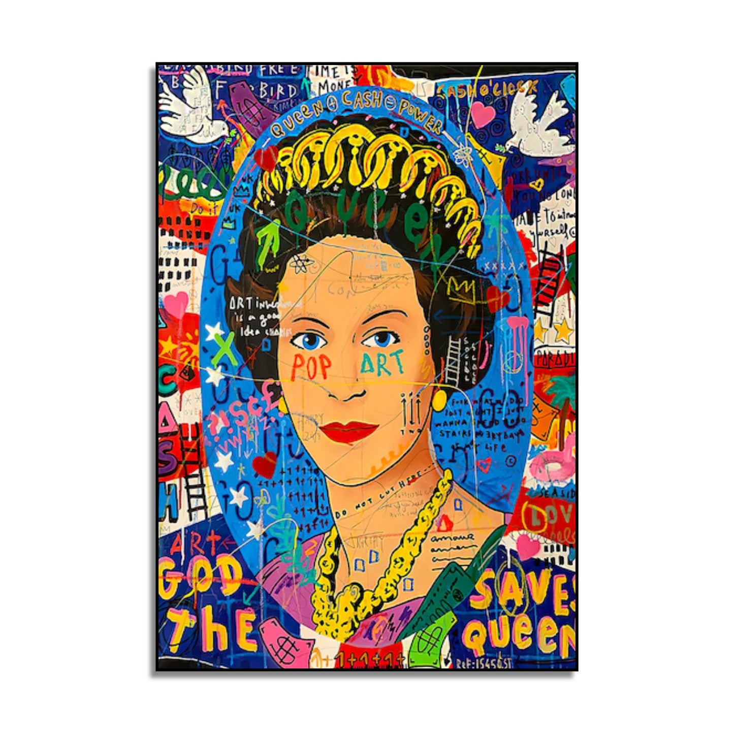 Multicolour Queen Elizabeth Banksy Style Graffiti Pop Art