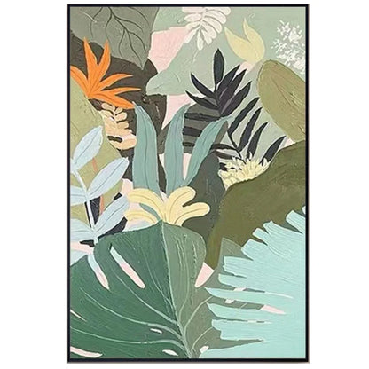 Mid Century Tropical Leaves Modern Textured Art