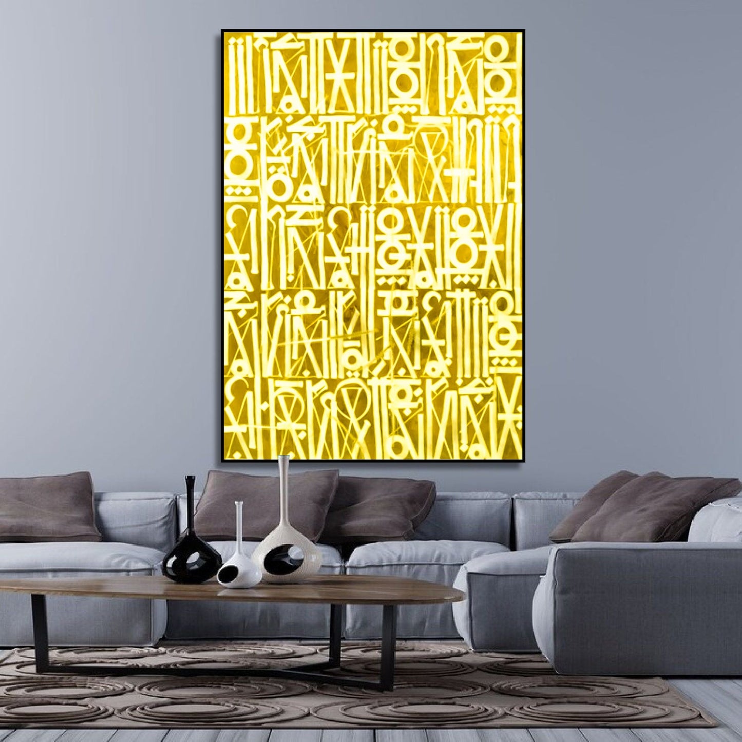 Brilliant Golden Retna Inspired Wall Hanging Art