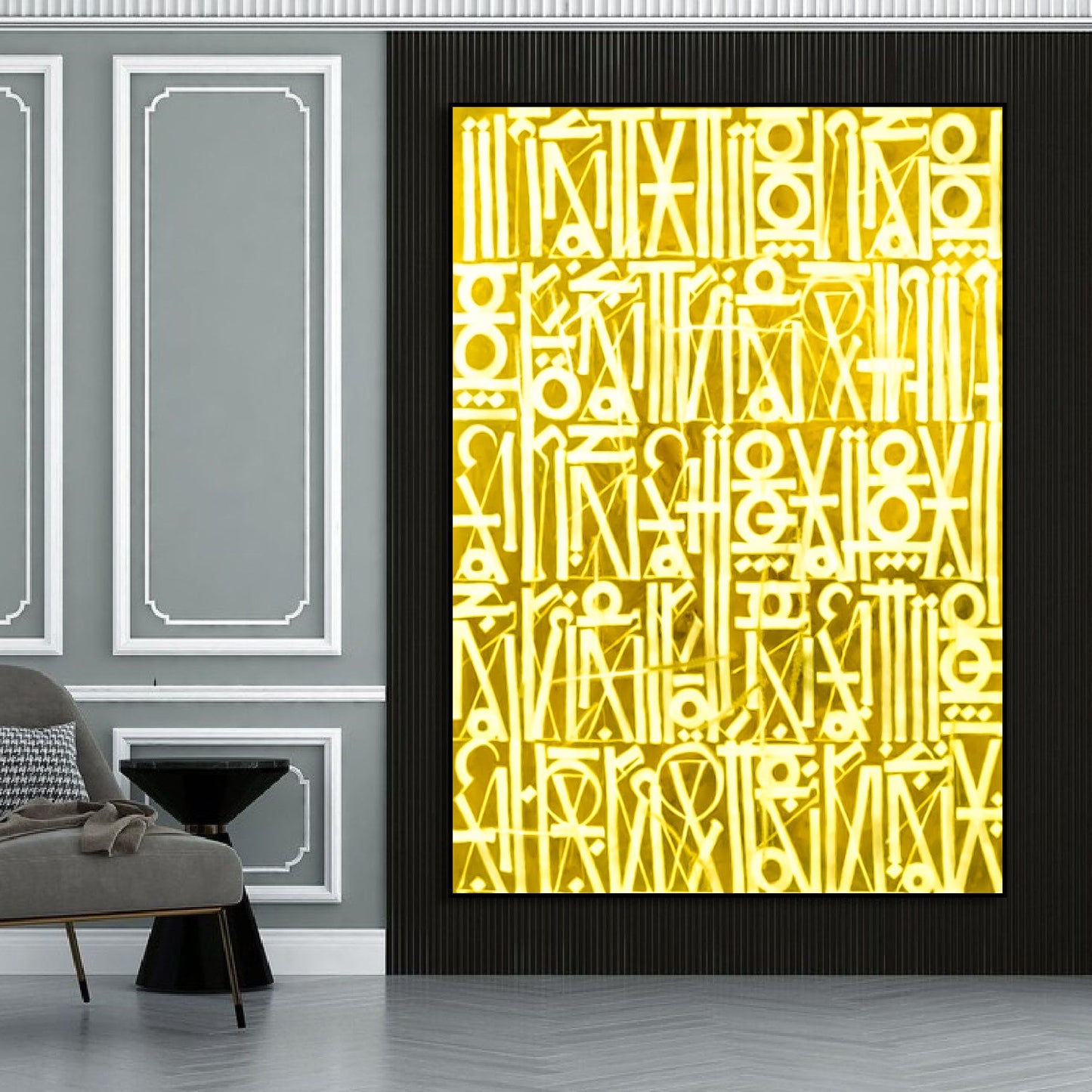 Brilliant Golden Retna Inspired Wall Hanging Art