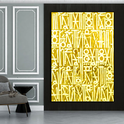 Brilliant Golden Retna Inspired Wall Hanging Art