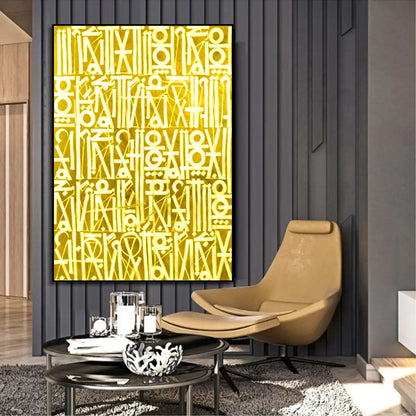 Brilliant Golden Retna Inspired Wall Hanging Art