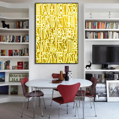 Brilliant Golden Retna Inspired Wall Hanging Art