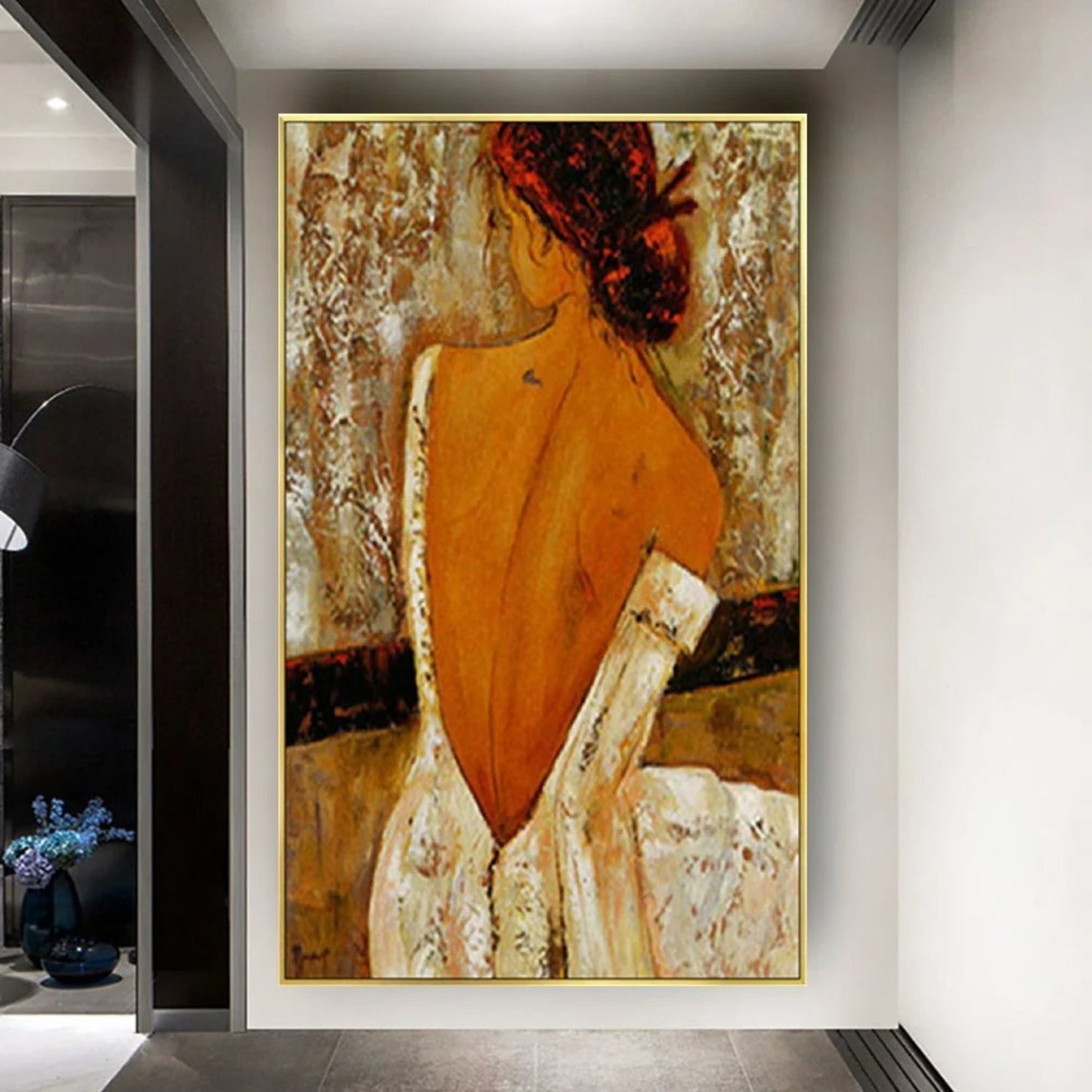 Classic Backless Bridal Girl Abstract Oil Painting