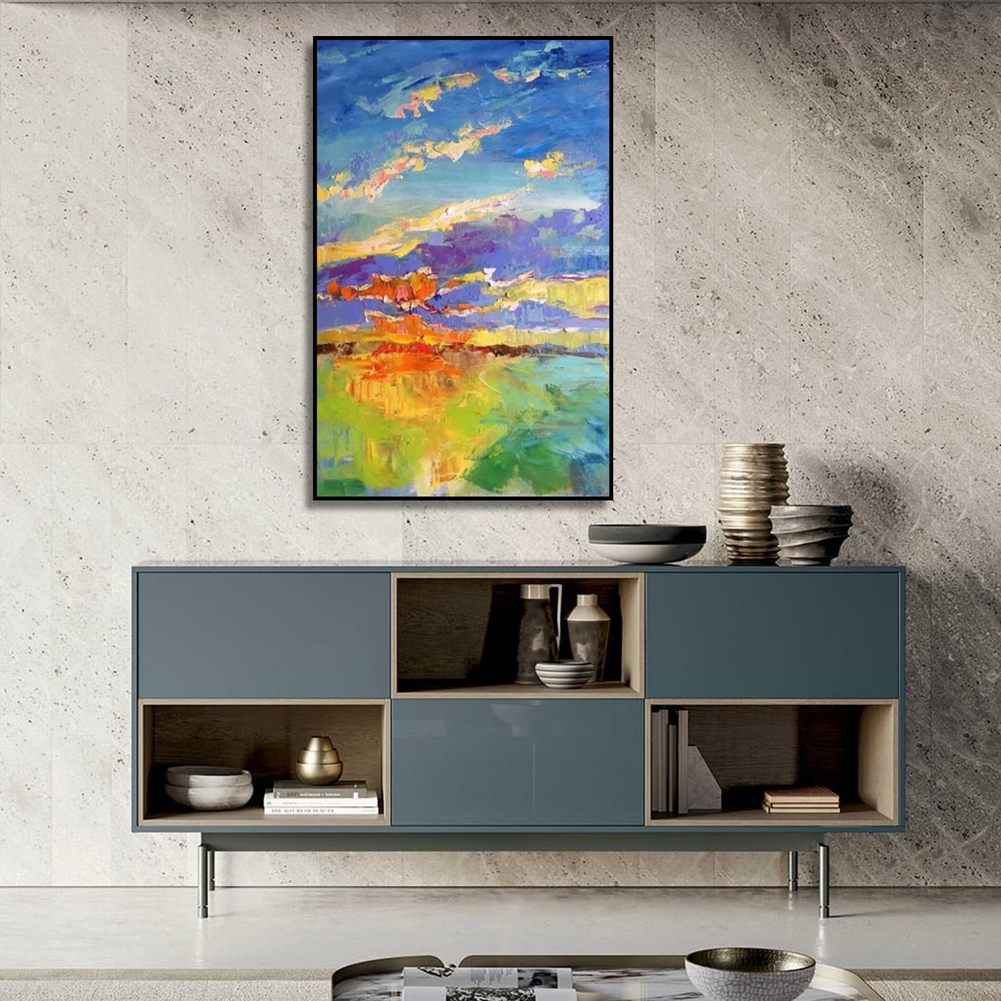 Colourful Abstract Landscape Impressionist Field Wall Art