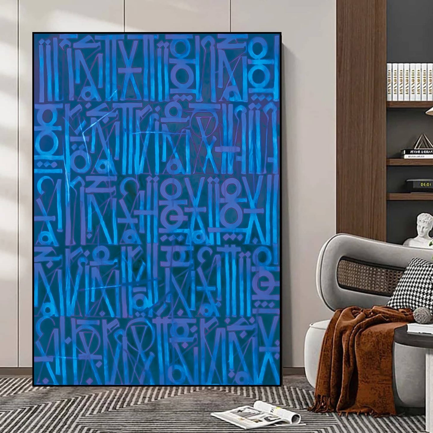 Dark Blue Retna Style Urban Expressionism Wall Artwork