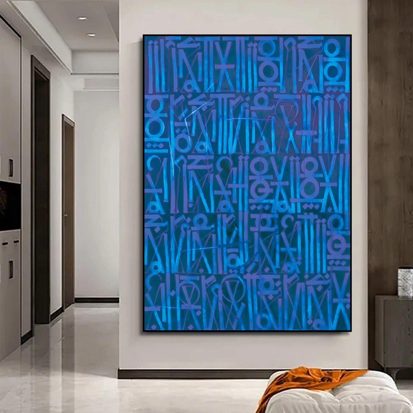 Dark Blue Retna Style Urban Expressionism Wall Artwork