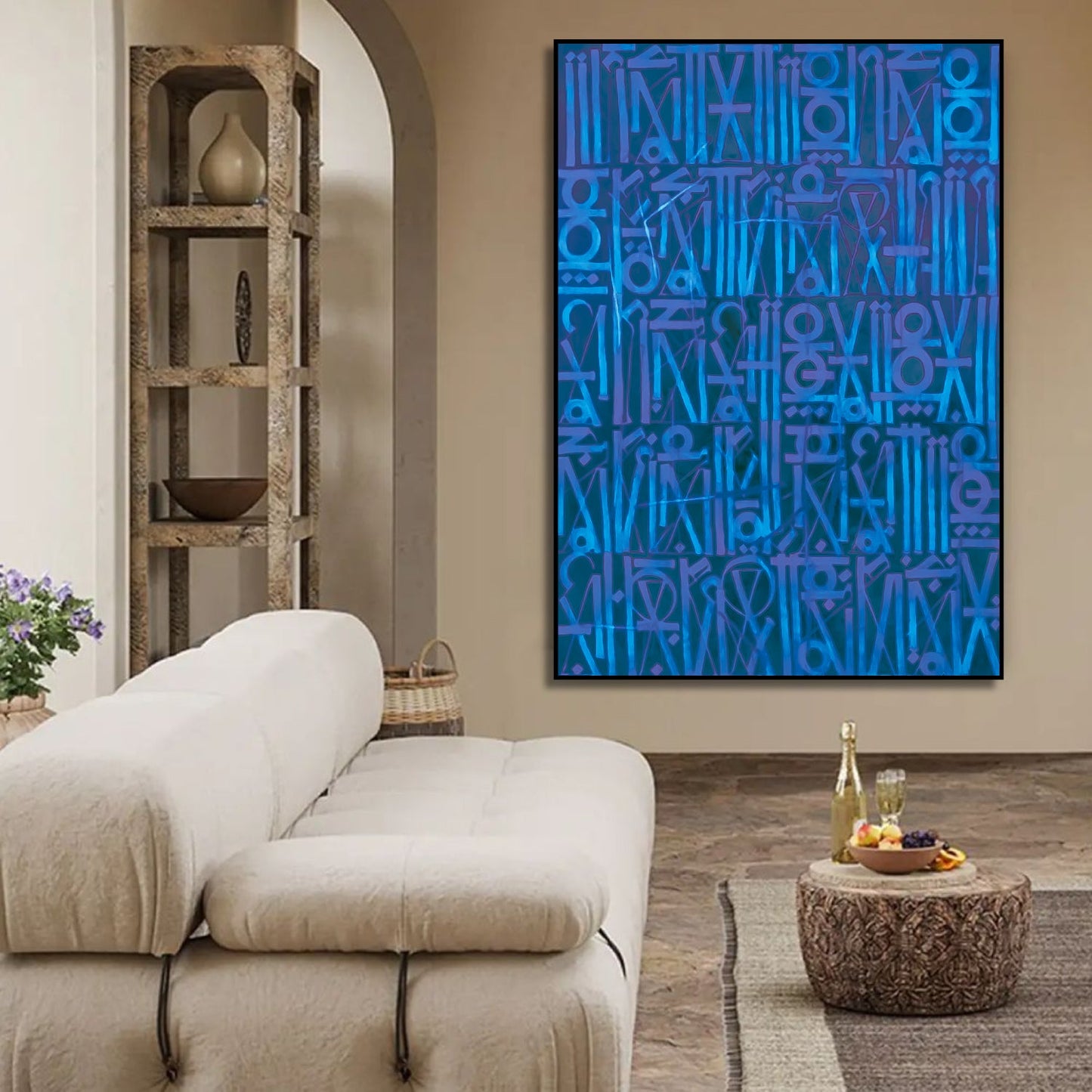 Dark Blue Retna Style Urban Expressionism Wall Artwork