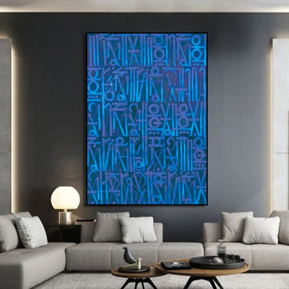 Dark Blue Retna Style Urban Expressionism Wall Artwork