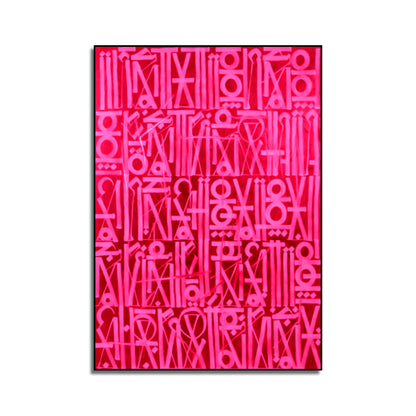 Dazzling Pink Retna-Inspired Canvas Oil Painting