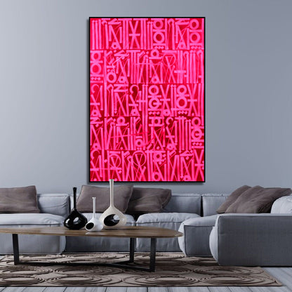 Dazzling Pink Retna-Inspired Canvas Oil Painting