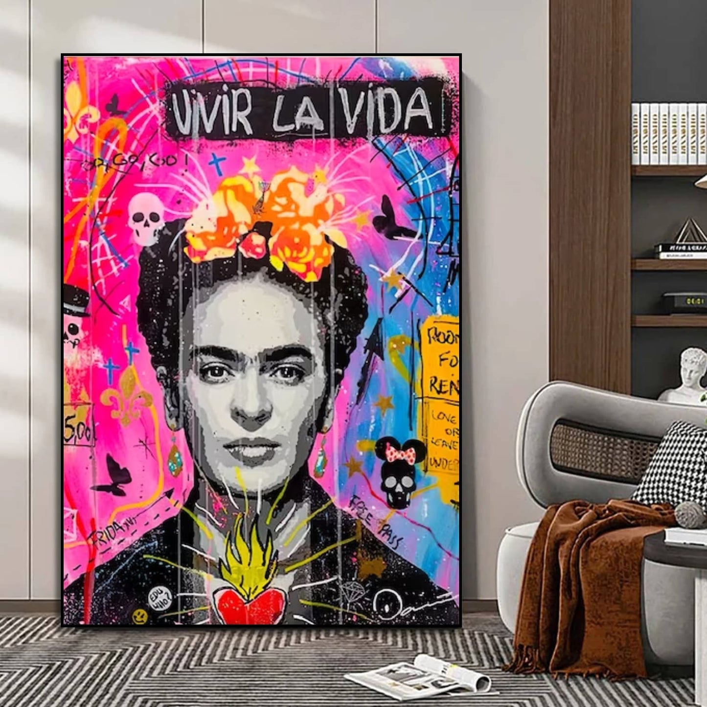 Frida Kahlo Vivir La Vida Banksy Style Graffiti Pop Art