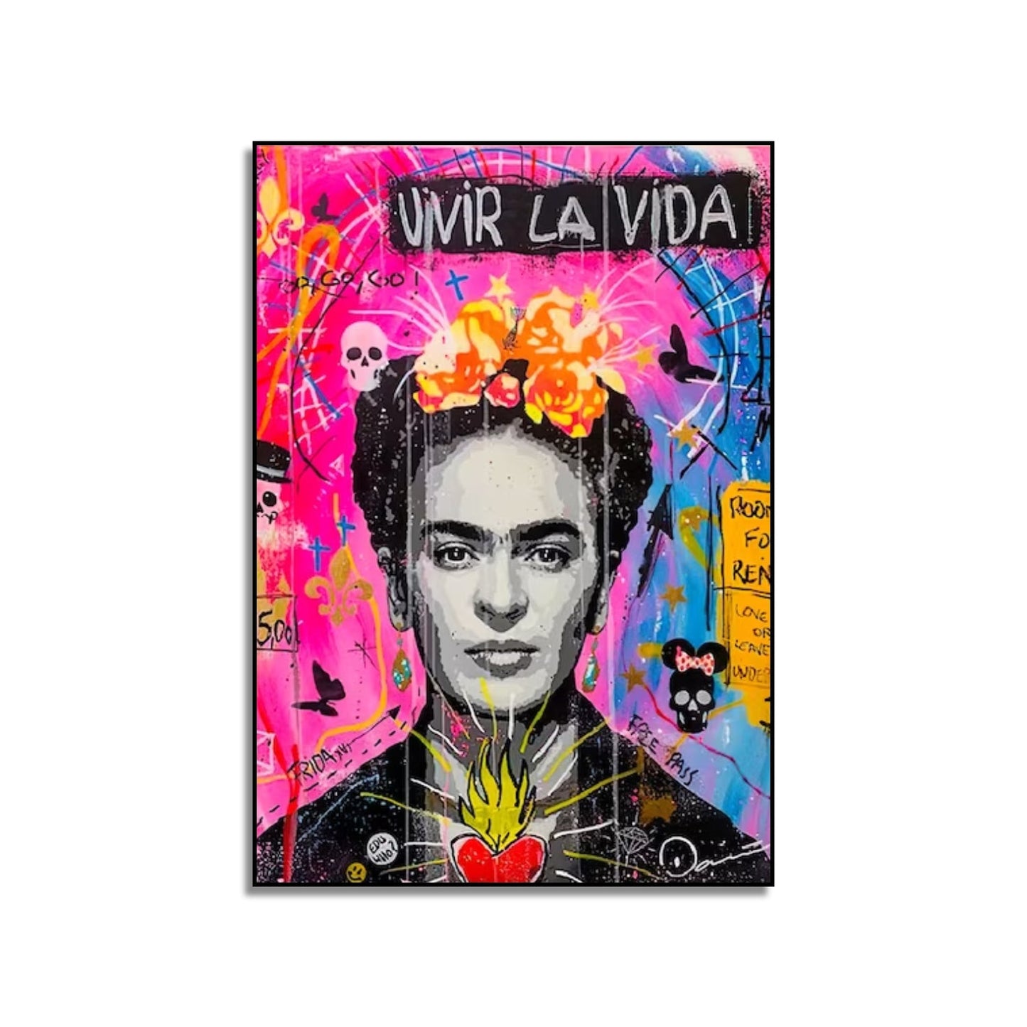 Frida Kahlo Vivir La Vida Banksy Style Graffiti Pop Art