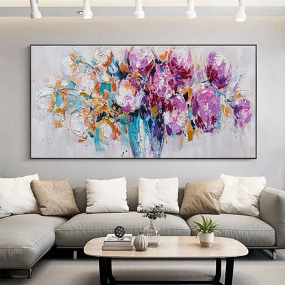 Graceful Blossom Flower Vase Palette Knife Artwork