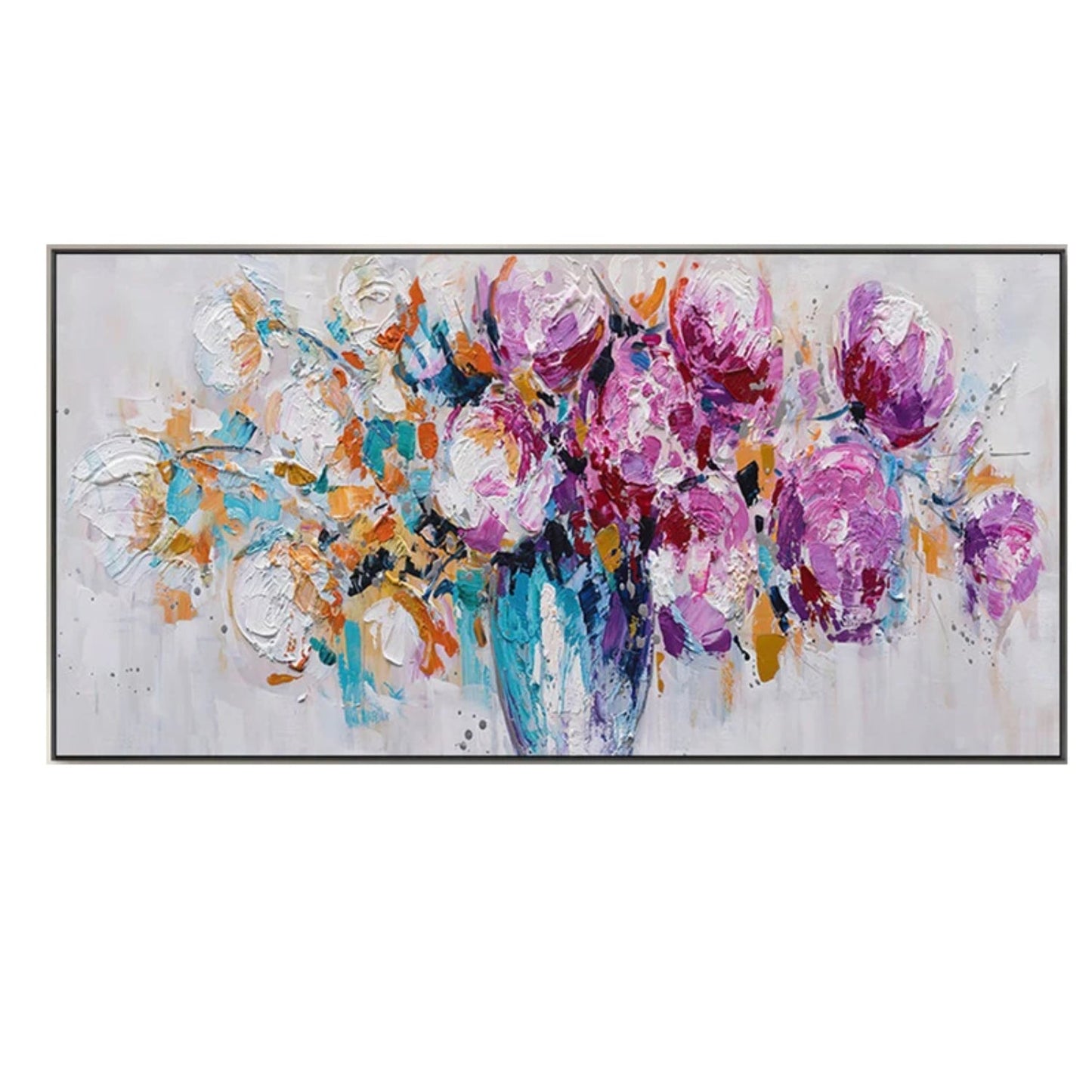 Graceful Blossom Flower Vase Palette Knife Artwork