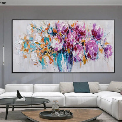 Graceful Blossom Flower Vase Palette Knife Artwork