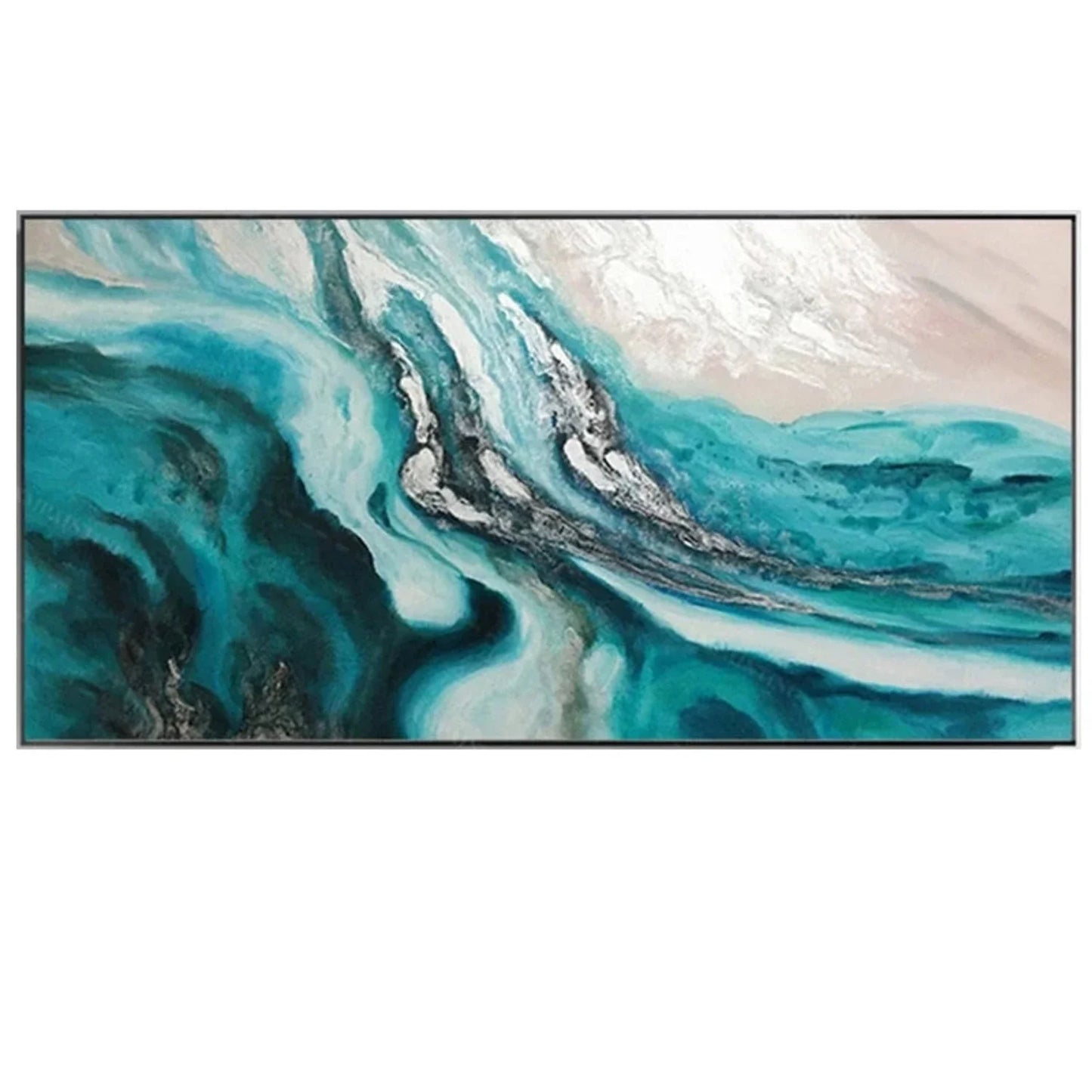 Original Green Sea Waves Abstract Fluid Artwork