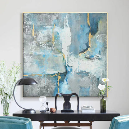 Abstract Blue & Light Textured Wall Hanging Art