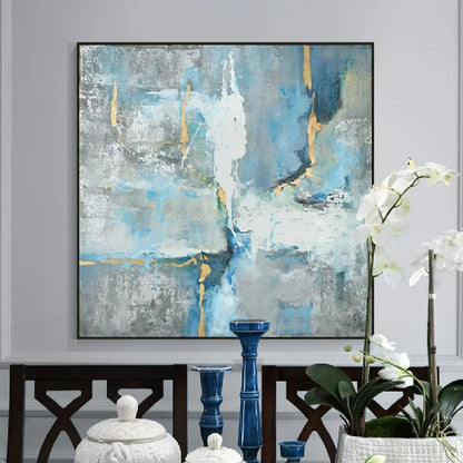 Abstract Blue & Light Textured Wall Hanging Art