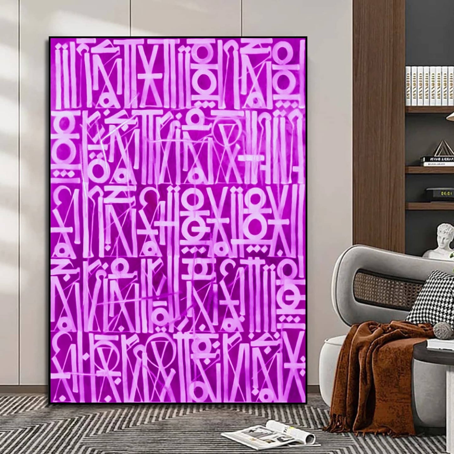 Retna-Inspired Purple Calligraphic Fonts Wall Painting