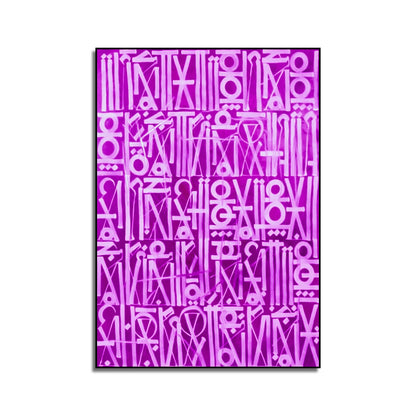 Retna-Inspired Purple Calligraphic Fonts Wall Painting