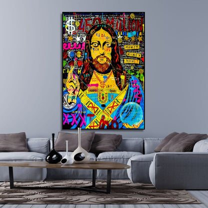 Jesus Multicolour Banksy Style Graffiti Oil Painting