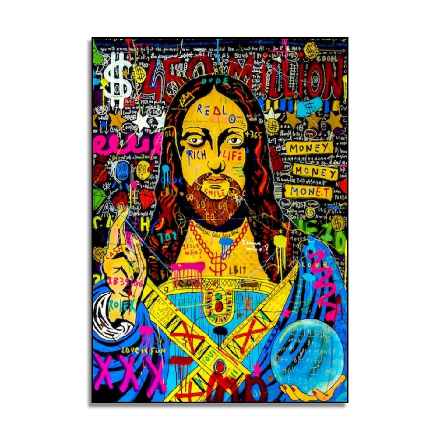 Jesus Multicolour Banksy Style Graffiti Oil Painting