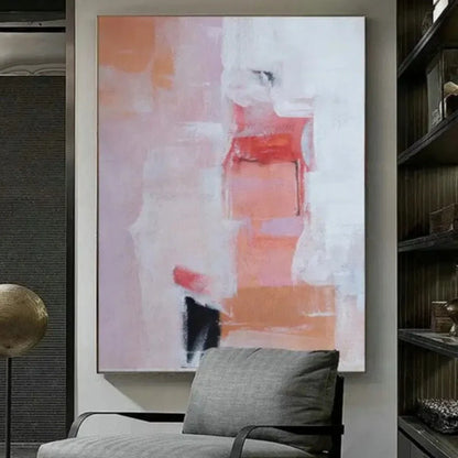 Original Light Pink Abstract Hand Painted Wall Art