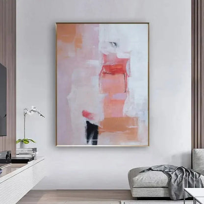 Original Light Pink Abstract Hand Painted Wall Art