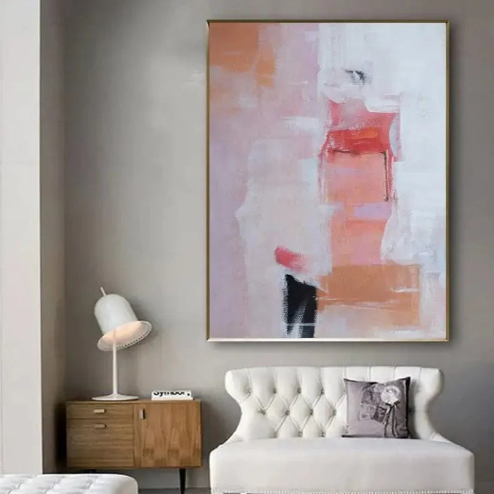 Original Light Pink Abstract Hand Painted Wall Art