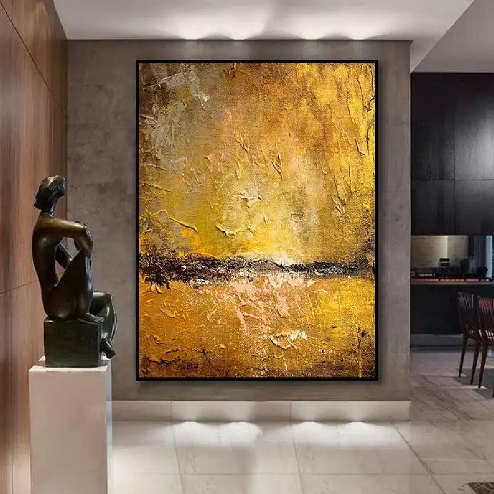 3D Textured Acrylic Gold Palette Knife Minimalist Art