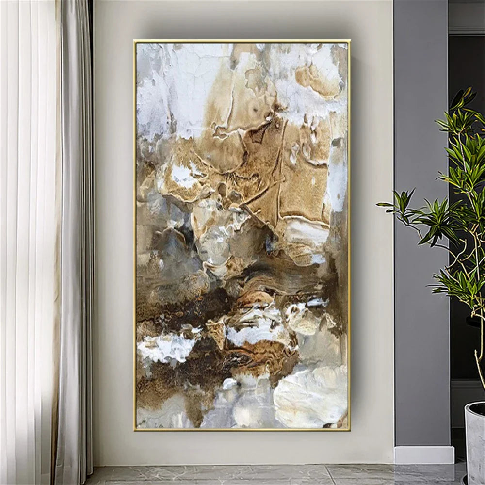 Large Abstract Brown Textured Wall Decor Minimalist Painting